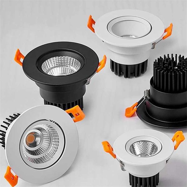 COB Dimmable LED Downlight AC85-265V Ceiling Light 5W9W12W Recessed Spotlight Warm White3000k Natural White6000k Indoor Bedroom Y240822