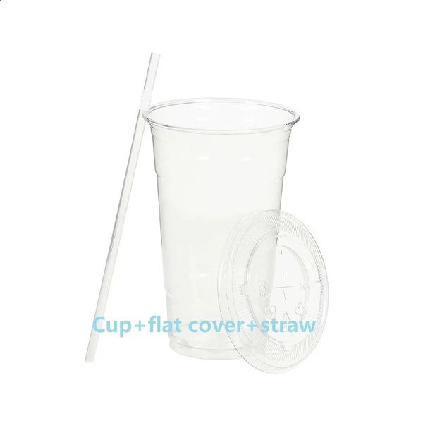 16 ounce disposable transparent plastic cup with lid and stripe used for iced coffee bubble tea smoothies and cold drinks 240826