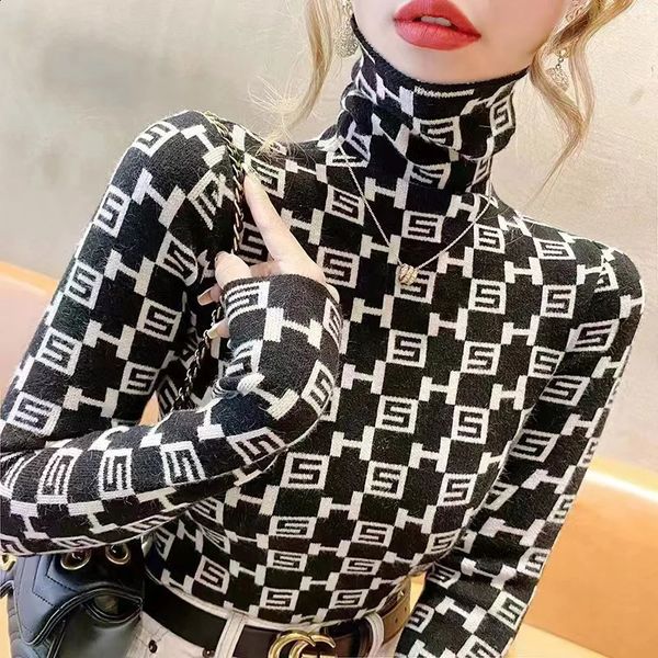 Women Letter Jacquard Slim Turtleneck Sweaters Spring — compare prices at CompareOffers