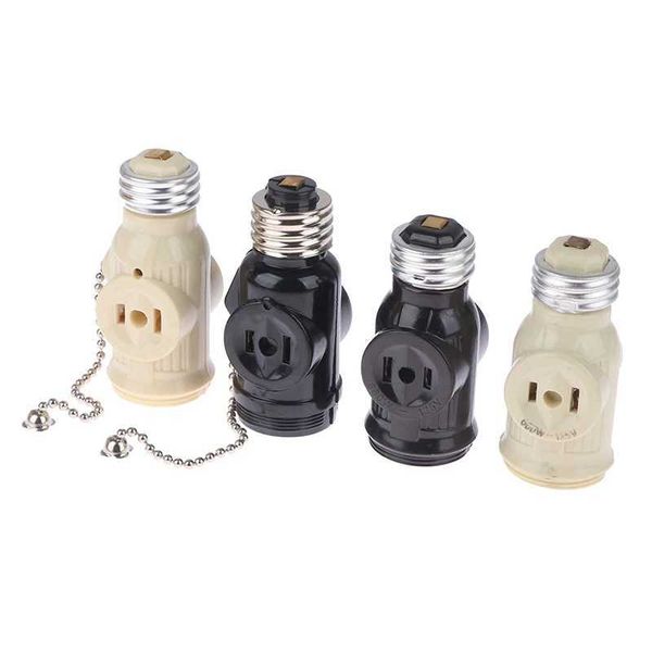 US Plug E26 Bulb Screw Socket To 2 Outlet Adapter Light Holder Splitter Pull Chain Switch Base Lamp Outlet Adapter For Home Use Y240827