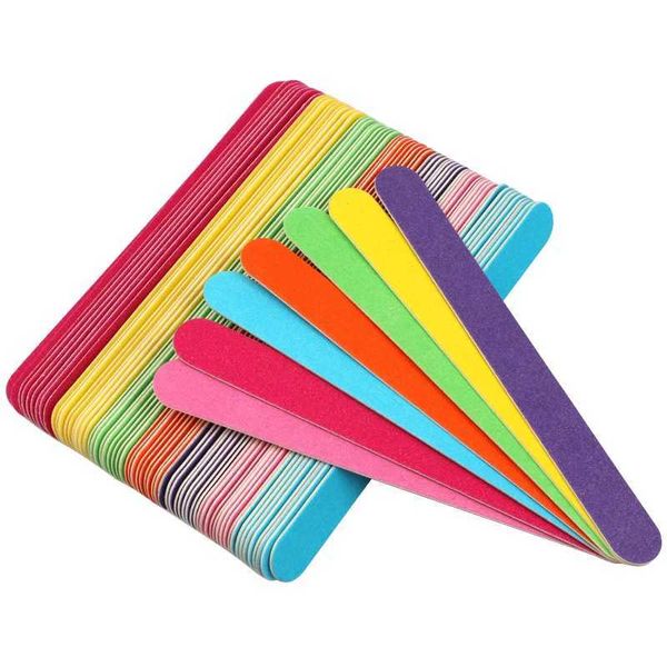 20Pcs/batch wooden nail file 180/240 colored sandpaper buffer block foot processing polishing tool professional nail file W240827