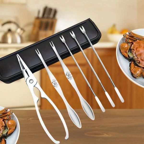 Stainless Steel Crab Tool Set Crab Peel Shrimp Tool Lobster Clamp Pliers Clip Pick Set Seafood Tools Knives Accessories, Silvery
Stainless Steel Crab Tool Set Crab Peel Shrimp Tool Lobster Clamp Pliers Clip Pick Set Seafood Tools Knives Accessories, Silvery
