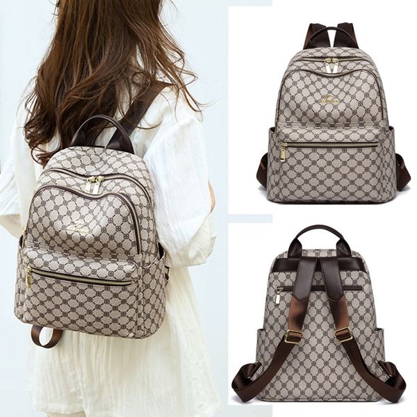 Fashion women's backpack large multifunctional leisure travel backpack classic atmospheric plaid handbag sturdy padded leather student shoulder bag, Grey
Fashion women's backpack large multifunctional leisure travel backpack classic atmospheric plaid handbag sturdy padded leather student shoulder bag, Grey