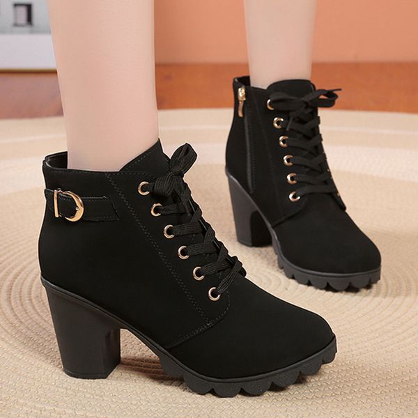 Shoes Designer Fashion Black Chunky Heeled Women's Ankle Boots 2023 Autumn Metal Decor High Heels Shoes Woman Lace Up Platform Booties Big Size
Shoes Designer Fashion Black Chunky Heeled Women's Ankle Boots 2023 Autumn Metal Decor High Heels Shoes Woman Lace Up Platform Booties Big Size