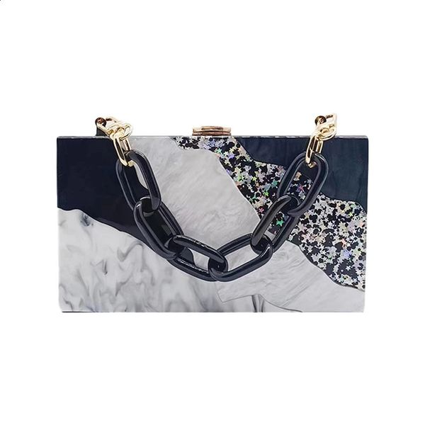 Handbags Acrylic Evening Bag Marble Pattern Black White Clutch Purse Casual Crossbody Bags Wedding Party Women Wallet