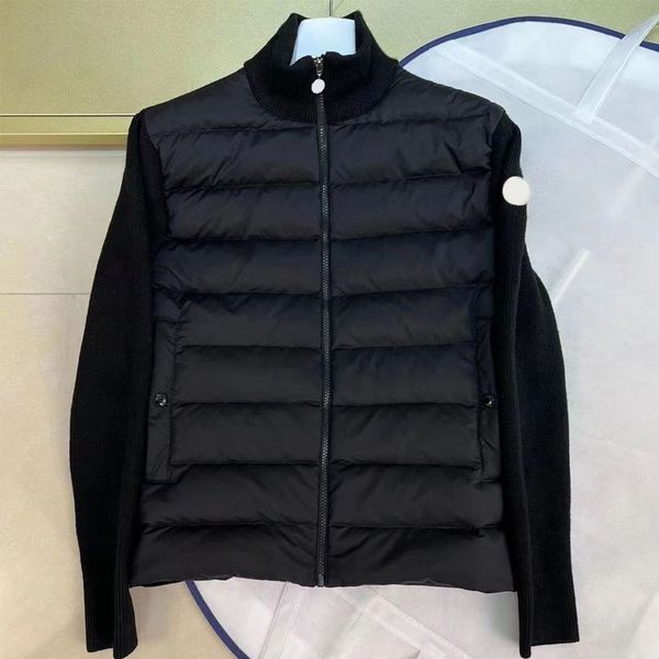 Mens knitted jacket thin womens Coat knit shirt splicing zip spring and autumn white duck down light casual jacket