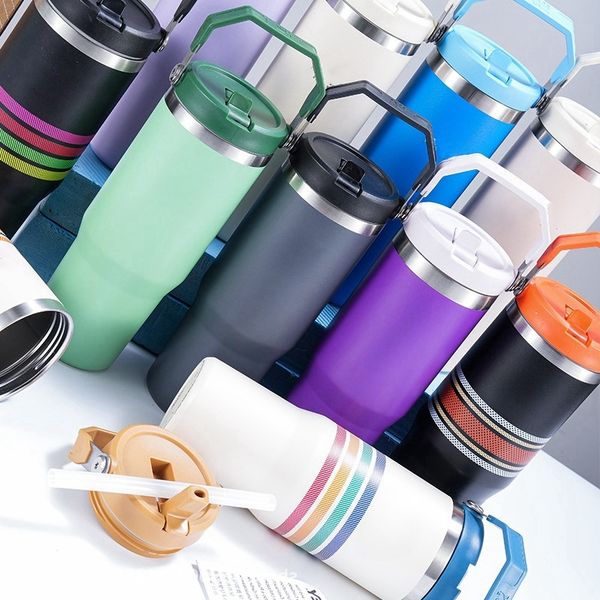 30oz Stainless Steel Tumblers With Handle Lid And Straw Travel Cobranded Light Blue Spring Winter Cosmo Pink Car Mugs Stanely Cup, 30oz/887ml
30oz Stainless Steel Tumblers With Handle Lid And Straw Travel Cobranded Light Blue Spring Winter Cosmo Pink Car Mugs Stanely Cup, 30oz/887ml