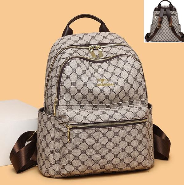 Fashionable womens backpack large multifunctional leisure travel backpack classic atmospheric plaid handbag sturdy padded leather student shoulder bag, Beige
Fashionable womens backpack large multifunctional leisure travel backpack classic atmospheric plaid handbag sturdy padded leather student shoulder bag, Beige