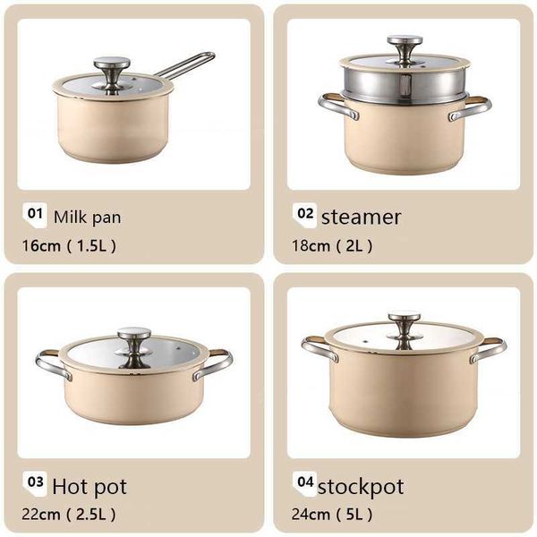 Stainless steel set Korean double milk steamer hot pot household cooking utensils silicone glass cover X240717, Apricot
Stainless steel set Korean double milk steamer hot pot household cooking utensils silicone glass cover X240717, Apricot
