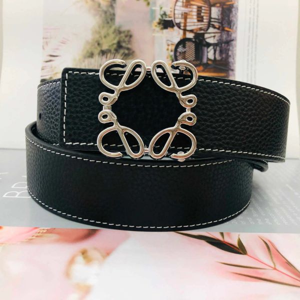 

2024 Designer Belt Fashion Double-sided Lychee Grain Belt Luxury Men Women Designer Belt Width 3.8cm Gold Silver Smooth Buckle Leather Belts, Brown gold