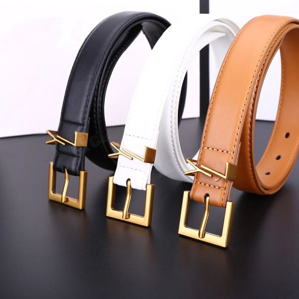 

2024 designer Belt for Women Genuine Leather 3.0cm Width High Quality Men Designer Belts Y Buckle cnosme Womens Waistband Cintura Ceintures With box, Bronze buckle+white belt