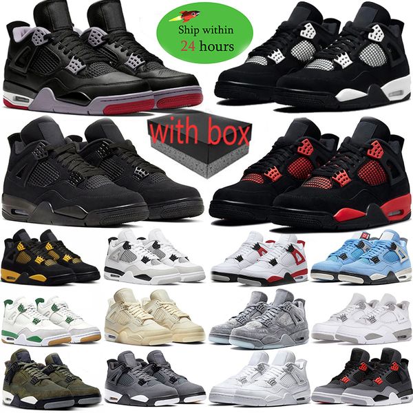 

With box Jumpman 4 basketball shoes j4 Bred Reimagined military black cat 4s Olive Infrared bred White Thunder Pure Money sail sports mens womens trainers sneakers