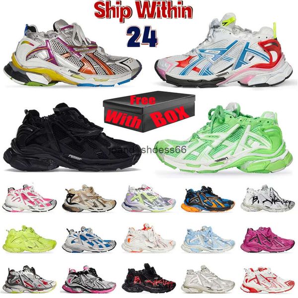

2024 Track Runners Sneakers 7.0 Designer Casual mcnm Shoes Platform Graffiti White Black Deconstruction Transmit Women Men Trainers 7 Tess, C49 red yellow 35-46