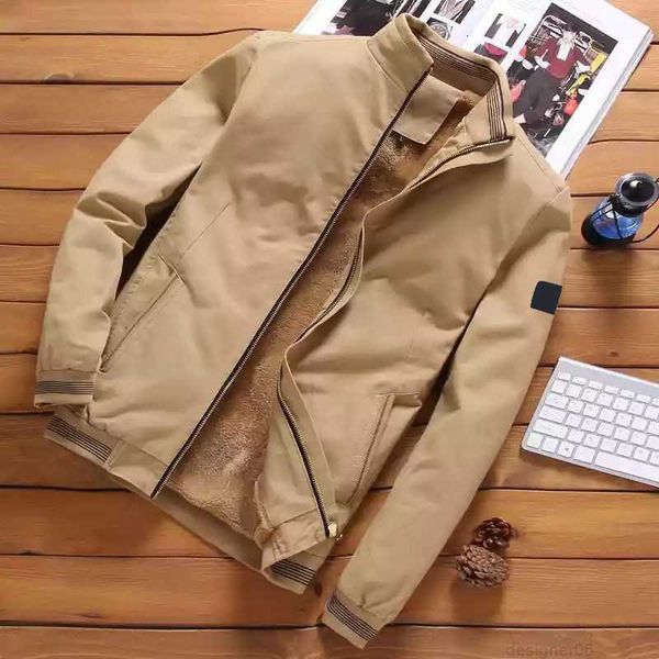 

2023 Slim-fit coat side seam insert bag spot cashmere zipper spring and autumn cotton short young mens casual jacket stone coat, Burgundy