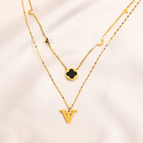Designer Necklace Classical Women Choker Pendant Chain Gold Plated Stainless Steel Letter Necklaces Wedding Jewelry Accessories 2colors
Designer Necklace Classical Women Choker Pendant Chain Gold Plated Stainless Steel Letter Necklaces Wedding Jewelry Accessories 2colors