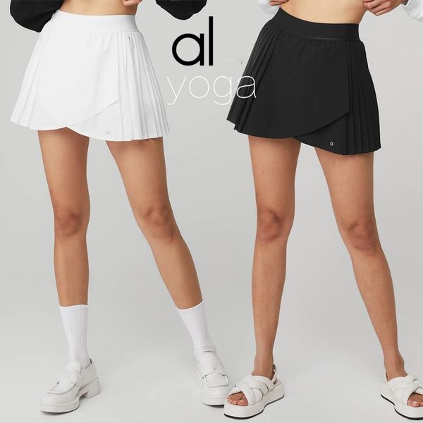 

AL-086 Yoga Skirt Comfortable Nude Anti Glare Tennis Skirt Quick Dry Breathable Yoga Skirt Loose Casual Sports Skirt, Black
