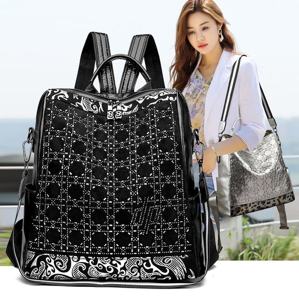Fashionable womens shoulder bag 4 colors simple Joker solid color leather leisure backpack large capacity light color matching handbag elegant rhombic backpack, Silver
Fashionable womens shoulder bag 4 colors simple Joker solid color leather leisure backpack large capacity light color matching handbag elegant rhombic backpack, Silver