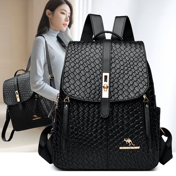 Factory sales ladies shoulder bag large-capacity anti-theft buckle student backpack flip vertical fashion woven handbag outdoor travel black leisure backpack 018#
Factory sales ladies shoulder bag large-capacity anti-theft buckle student backpack flip vertical fashion woven handbag outdoor travel black leisure backpack 018#