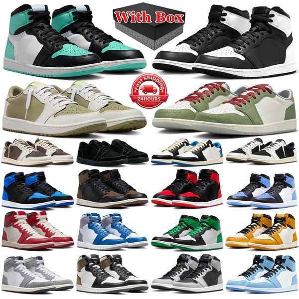 With box 1s jumpman 1 basketball shoes men women Olive Black White Satin Bred UNC Toe Green Glow Lost and Found Yellow Ochre mens trainers sports outdoors sneakers, 11
With box 1s jumpman 1 basketball shoes men women Olive Black White Satin Bred UNC Toe Green Glow Lost and Found Yellow Ochre mens trainers sports outdoors sneakers, 11