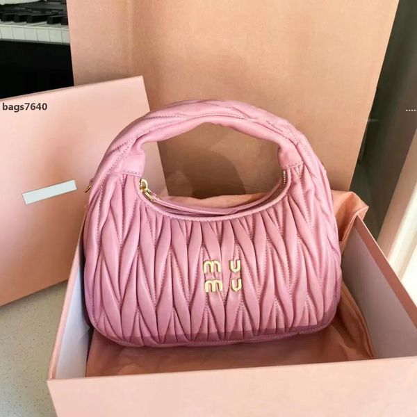 

Women's pink Designer Cleo bag Miui satchel tote Wander Matelasse underarm hobo Luxury Genuine Leather with shoulder strap clutch, Light brown