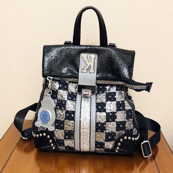 Western shoulder bag 2 colors Street trend diamond handbag This year's popular plaid women backpack anti-theft folding fashion rivet backpack factory outlet, Blue
Western shoulder bag 2 colors Street trend diamond handbag This year's popular plaid women backpack anti-theft folding fashion rivet backpack factory outlet, Blue