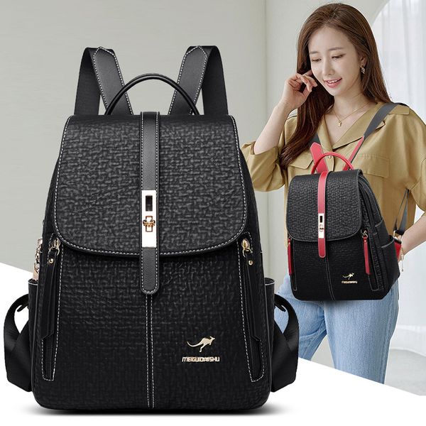 Fashion womens shoulder bag 3 colors simple double zipper leisure backpack college style solid color fashion student backpack daily color matching leather handbag, Brown
Fashion womens shoulder bag 3 colors simple double zipper leisure backpack college style solid color fashion student backpack daily color matching leather handbag, Brown