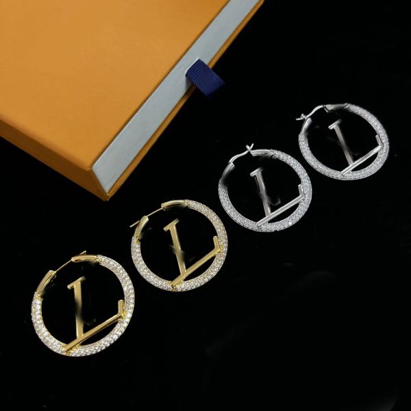 Fashion Women Crystal Simple Circle Hoops Earrings Ear Stud Luxury Brand Designer Gold Silver Plated Rhinestone Geometric Earring for Wedding Party Jewerlry Gift
Fashion Women Crystal Simple Circle Hoops Earrings Ear Stud Luxury Brand Designer Gold Silver Plated Rhinestone Geometric Earring for Wedding Party Jewerlry Gift