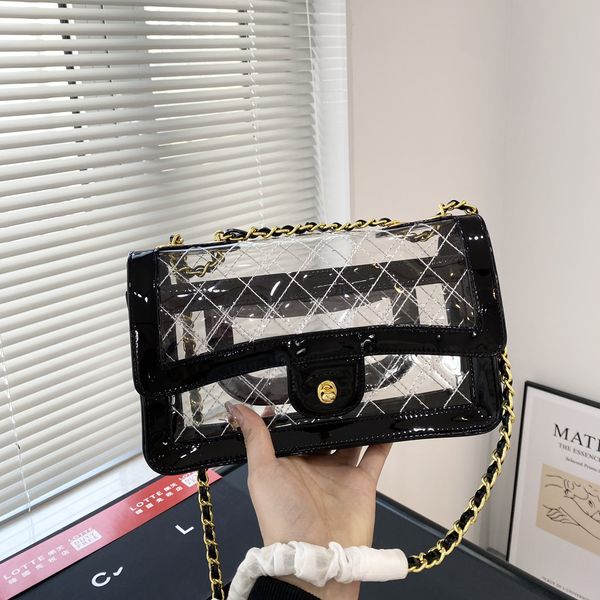 

Women's Crossbody Bag Transparent Jelly Bag Classic Chain Bags Single Shoulder Bags Hot Season Simple and Practical Original Quality