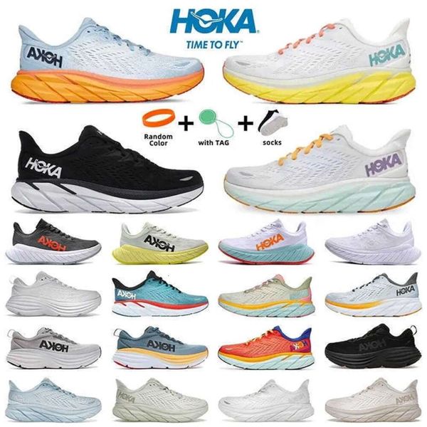 

Hoka Men Women Running Shoes Hokas ONE Clifton Bondi 8 9 Black White Shock Absorbing Road Carbon x2 Designer Sneakers Climbing Runner Outdoor Trainers Walking, 54