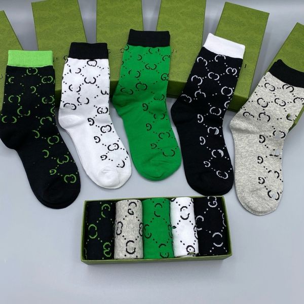 

2024 Designer Mens Womens Socks Five Pair Luxe Sports Winter Mesh Letter Printed Sock Embroidery Cotton Man With Box