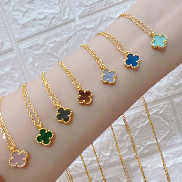 

Top Grade Classic 9mm Mini Clover Designer Necklaces for Women 18K Gold VAN Brand Luxury Four Leaves Pendant Necklace Short Moissanite Chain Choker Jewelry