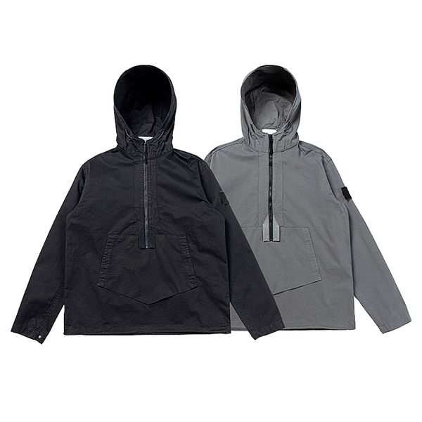 

Men's Jackets 2024 Autumn Hooded Jacket Semi-zip Pullover Top Topstoney Luxury High-end Trendy Men Women Couple Semi-zipper pullover jacket ST0NE-23826, Gray