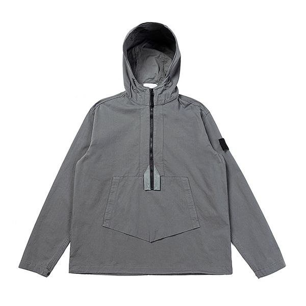 

Men's Hoodies Sweatshirts new hoodie Jacket Topstoney nylon assault half zip men's and women's blazer jacket hooded collar high street clothing ST0NE-23826, Gray