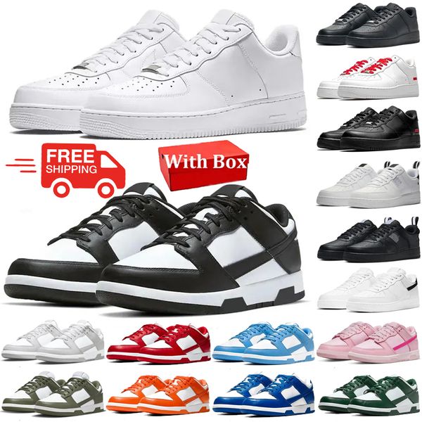 

Free Shipping with box Panda low designer running Shoes men women Triple White Grey Fog University Red Triple Pink Syracuse Rose Whisper mens Trainer sport sneakers, S black