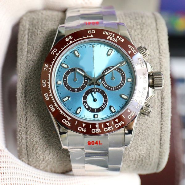 

high quality designer Mens Watch ST9 Steel All Subdials Working 40mm Automatic Mechanical Movement Sapphire Glass Ceramic Bezel Silver blue Dial Dhgate Watch, Champagne