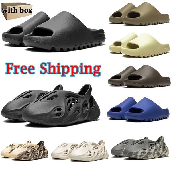 

Free Shipping With box designer slippers men women slides Bone Black White Desert Sand Earth Brown Glow Green Gray mens fashion sandals summer outdoor shoes 36-47, Color 4