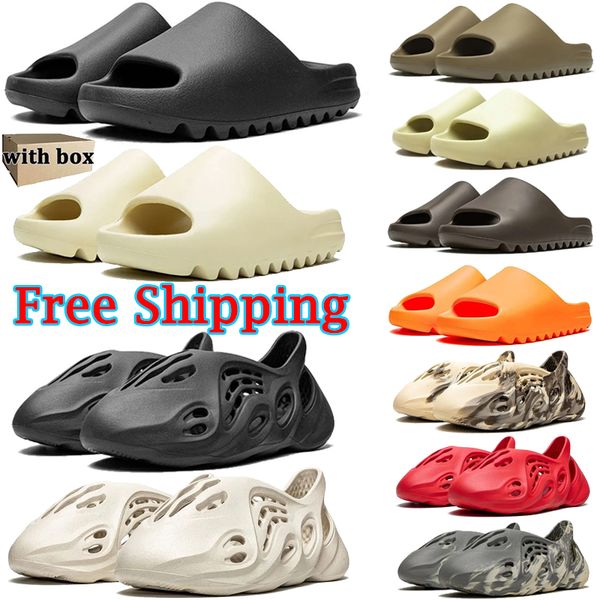 

Free Shipping With box designer slippers men women slides Bone Black White Sand Earth Brown Glow Green Moon Gray mens fashion sandals summer outdoor shoes 36-47, Color 3