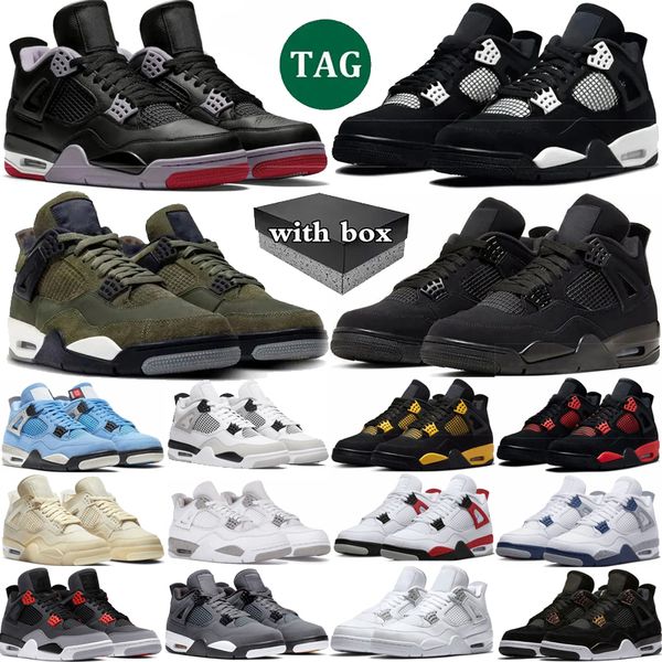 

With box jumpman 4 basketball shoes Bred Reimagined military 4s black cat Olive Infrared bred White Thunder Pure Money sail sports mens womens trainers sneakers 36-47, Color 7