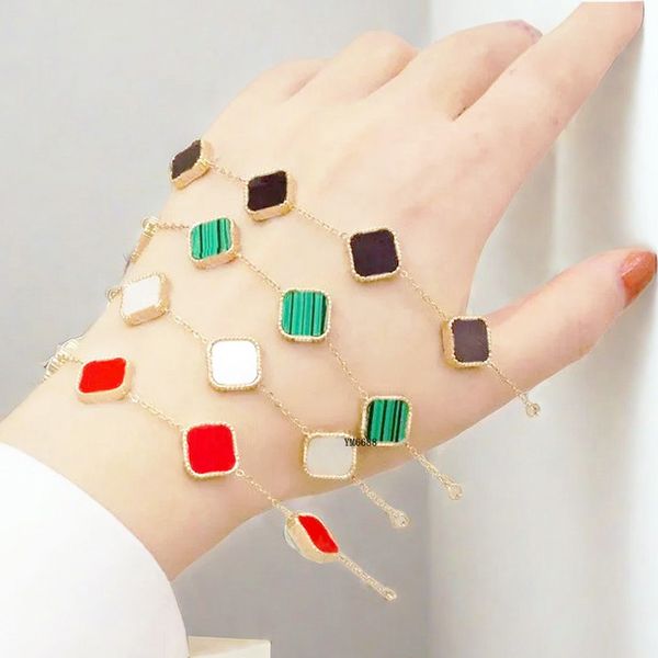 Luxury Bracelets laser four leaf clover bracelet fashion brand charm bracelet 18K gold-plated silver malachite onyx never tarnish self tennis bracelet gift
Luxury Bracelets laser four leaf clover bracelet fashion brand charm bracelet 18K gold-plated silver malachite onyx never tarnish self tennis bracelet gift