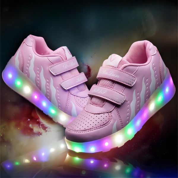 

Deformation Roller Skate Shoes for Kids Double-Row Roller Men's Casual Sneakers Kids Led Shoes Boys Girls USB Charging, A2