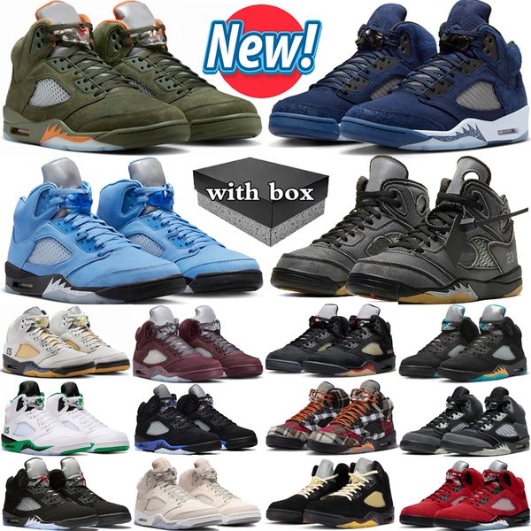 

with box 5 basketball shoes mens 5s olive Georgetown UNC University Blue Muslin Aqua Burgundy Moonlight Racer Blue Fire Red mens sport trainers sneakers 40-47, Color 17