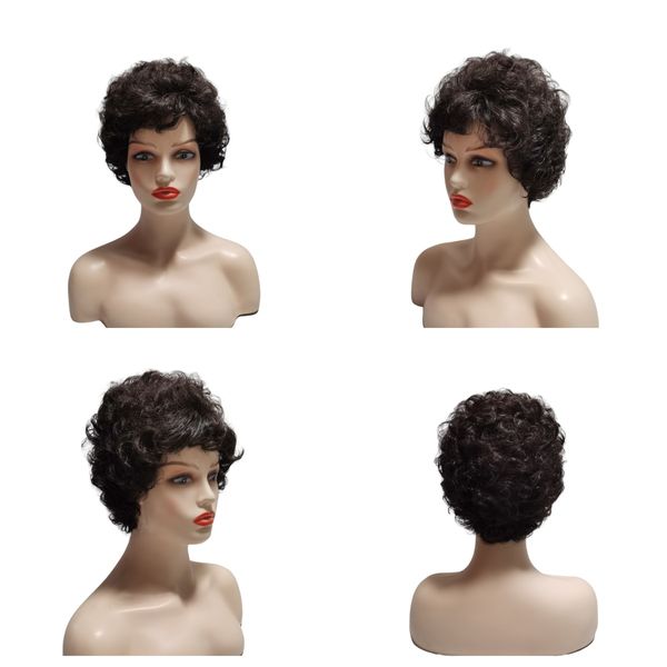 

Women's Synthetic Wigs Layered Short Straight Pixie Cut Natural Color Sassy Curl Mix Natura Full Wig