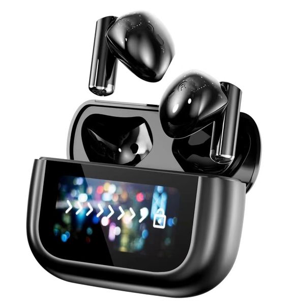 

YX29 Bluetooth Earphones True Wireless Active Noise Reduction LCD Smart Screen Full Color Touch Suitable for Android and Apple, Black