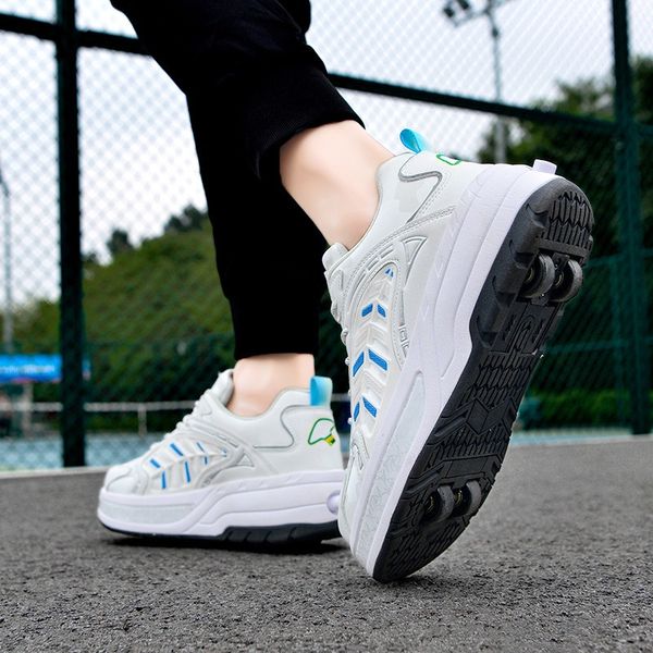 Four-Wheel Dual-Use Skating Shoes Unisex Child Deform Wheel Parkour Shoes Double-Row Roller Men's Casual Sneakers, White
Four-Wheel Dual-Use Skating Shoes Unisex Child Deform Wheel Parkour Shoes Double-Row Roller Men's Casual Sneakers, White