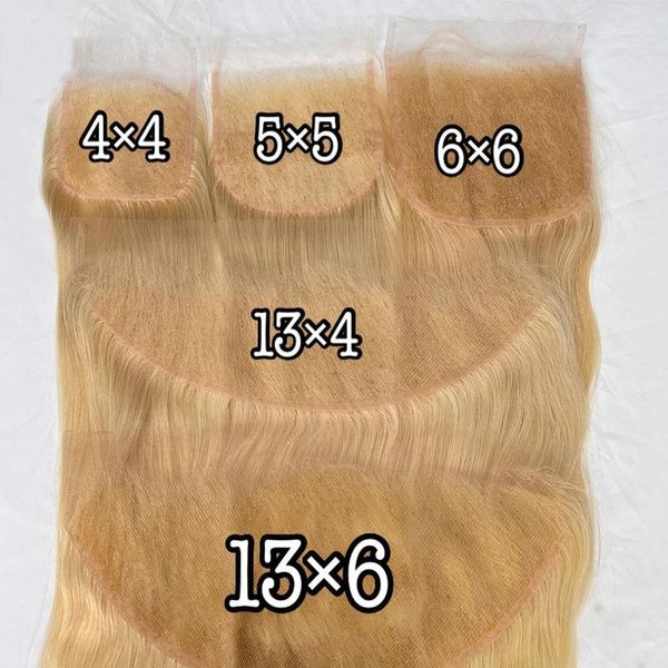 

613 Blonde 5x5 4x4 6X6 13X4 13X6HD Lace Closure Body Wave Straight Human Hair Invisible Lace Melt Skins