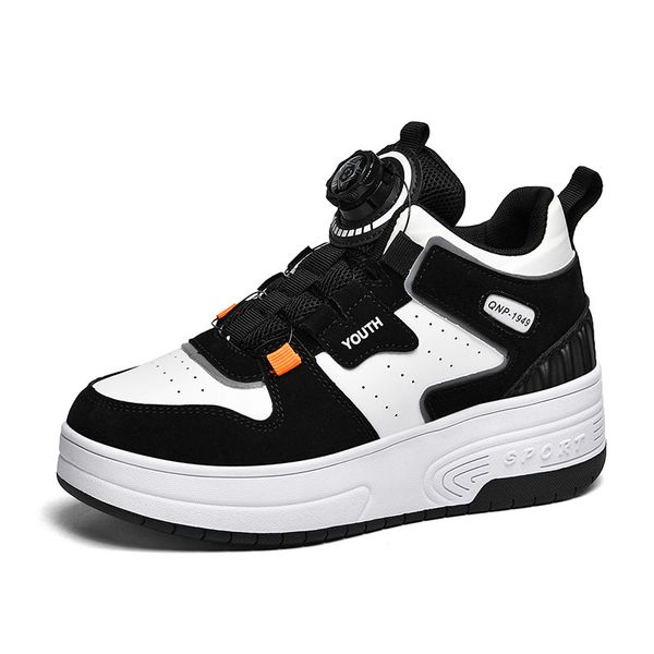 

Unisex Deform Roller Shoes Skating Shoes Deformation Parkour Shoes Dual-Purpose Roller Sneakers, Black