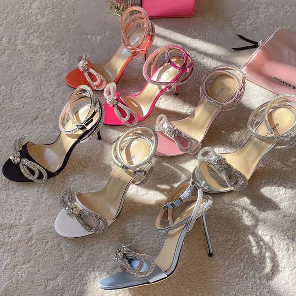 Mach Mach Double Crystal Bow Sandal Women 90mmLuxury Designer shoes Satin Round Toes Ankle Stiletto Heel dress shoes Fashion party Wedding Evening high-heeled shoes, Pink
Mach Mach Double Crystal Bow Sandal Women 90mmLuxury Designer shoes Satin Round Toes Ankle Stiletto Heel dress shoes Fashion party Wedding Evening high-heeled shoes, Pink