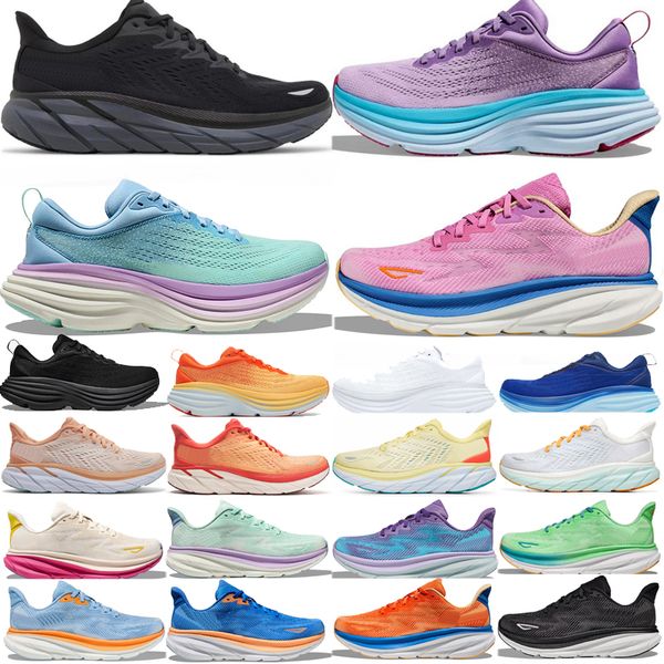 

Bondi 8 Clifton 9 running shoes women men designer White black orange Chalk Violet Shark Grey pink sneakers mens womens outdoor sports trainers size 36-45, Dark grey