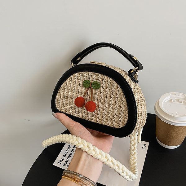 HBP Summer Straw Bag Cute Little Cherry Shoulder Crossbody Ethnic Wind Half Round Saddle Beach Holiday Women's Bags, Black
HBP Summer Straw Bag Cute Little Cherry Shoulder Crossbody Ethnic Wind Half Round Saddle Beach Holiday Women's Bags, Black