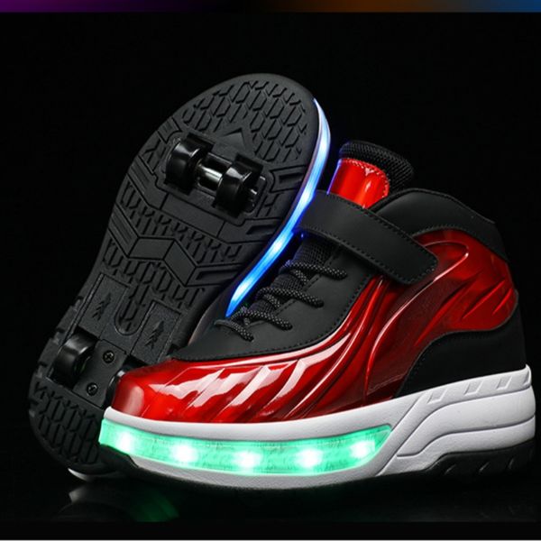 

PONERAIT Double-Row Removable Front Wheel Glowing Led Light Roller Skate Shoe Children sneaker Walk shoe, Blue